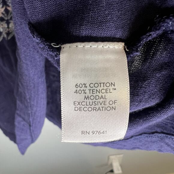 J Jill Womens Navy Blue Embroidered Pullover Shirt Petite Sz XL - Picture 9 of 11